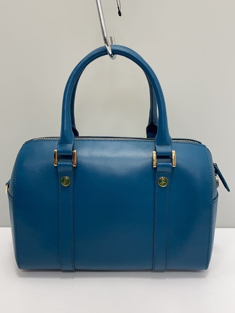 agnes b VOYAGE Shoulder Bag Leather BLU Solid 2-Way Mini Boston 3