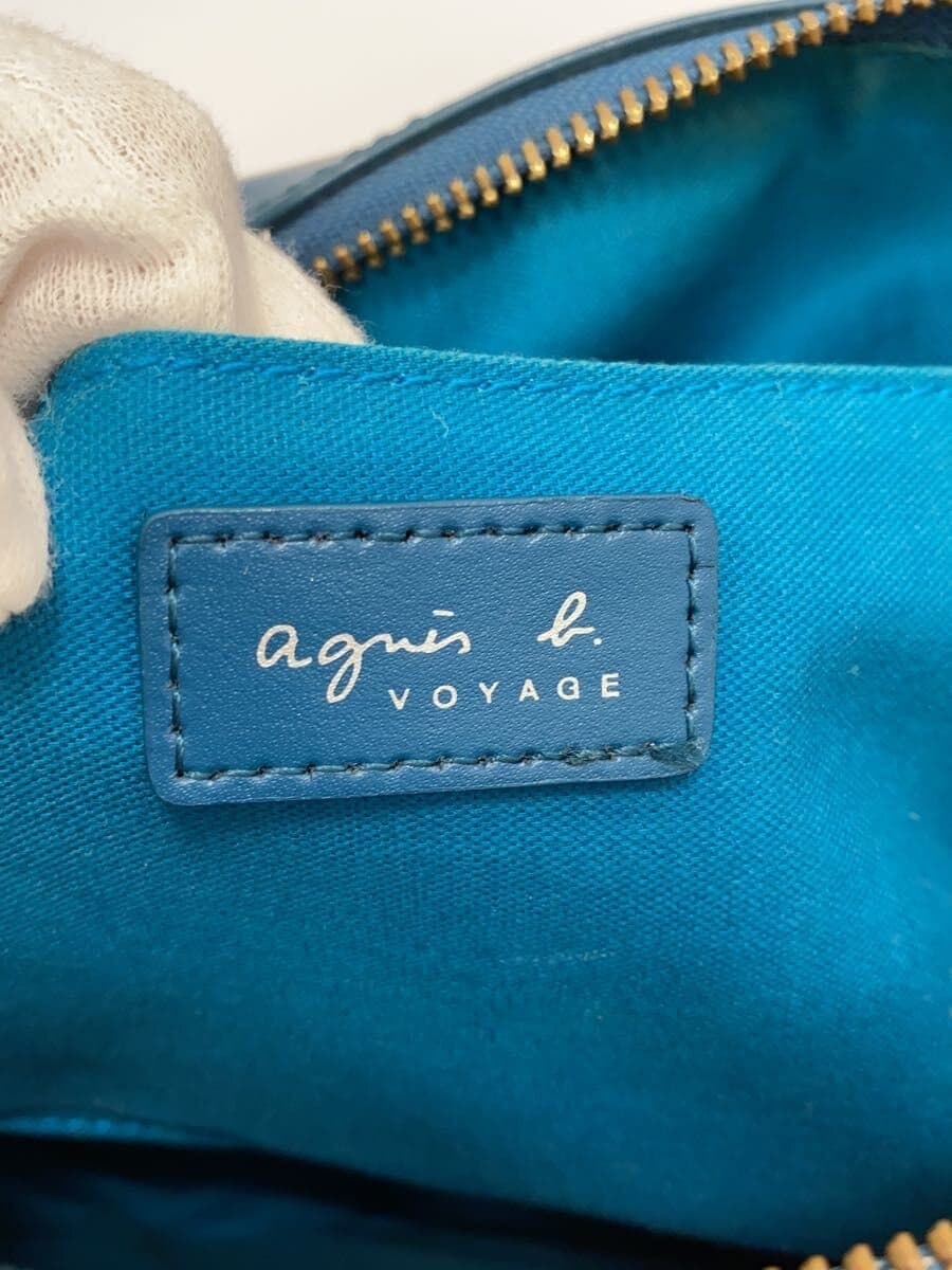 agnes b VOYAGE Shoulder Bag Leather BLU Solid 2-Way Mini Boston 5