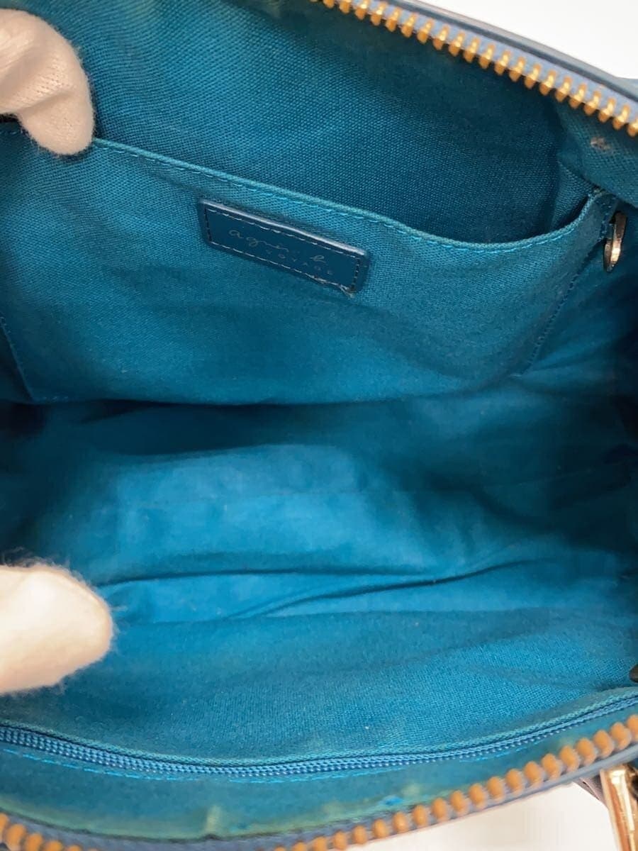 agnes b VOYAGE Shoulder Bag Leather BLU Solid 2-Way Mini Boston 6