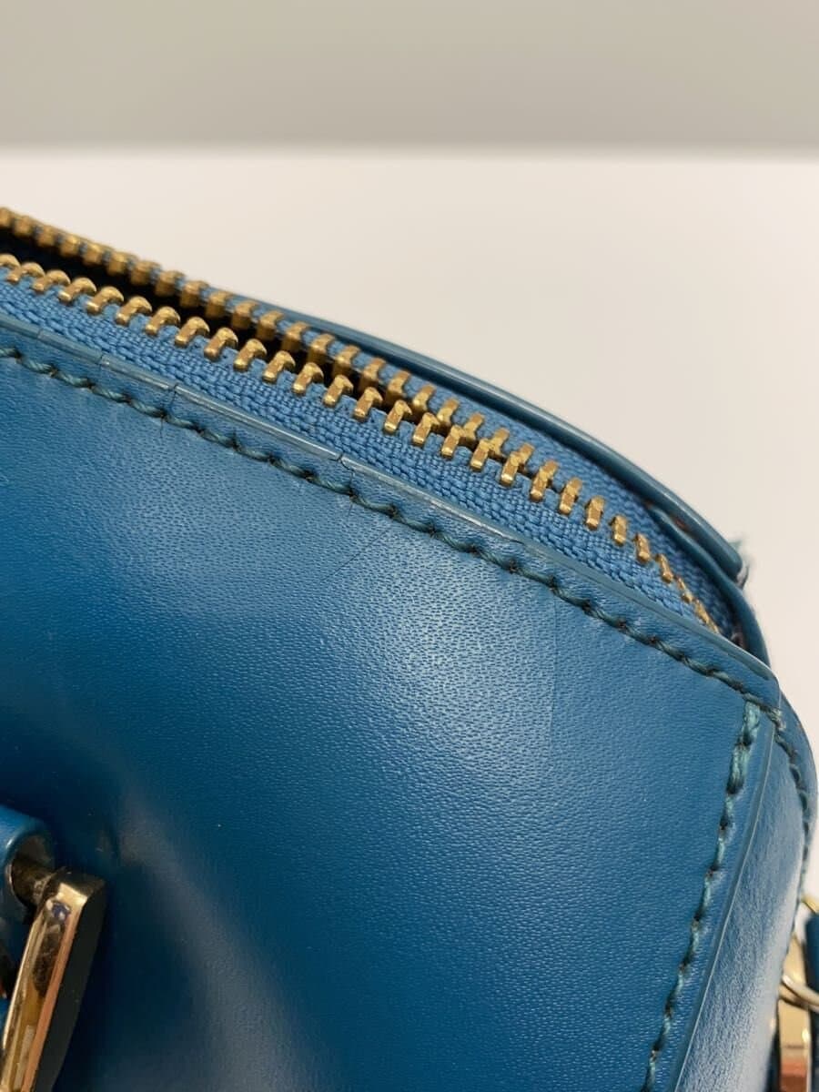 agnes b VOYAGE Shoulder Bag Leather BLU Solid 2-Way Mini Boston 8