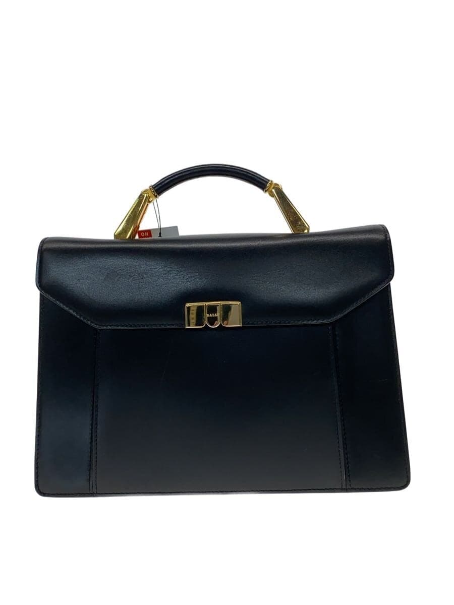 BALLY Briefcase Leather BLK Solid color