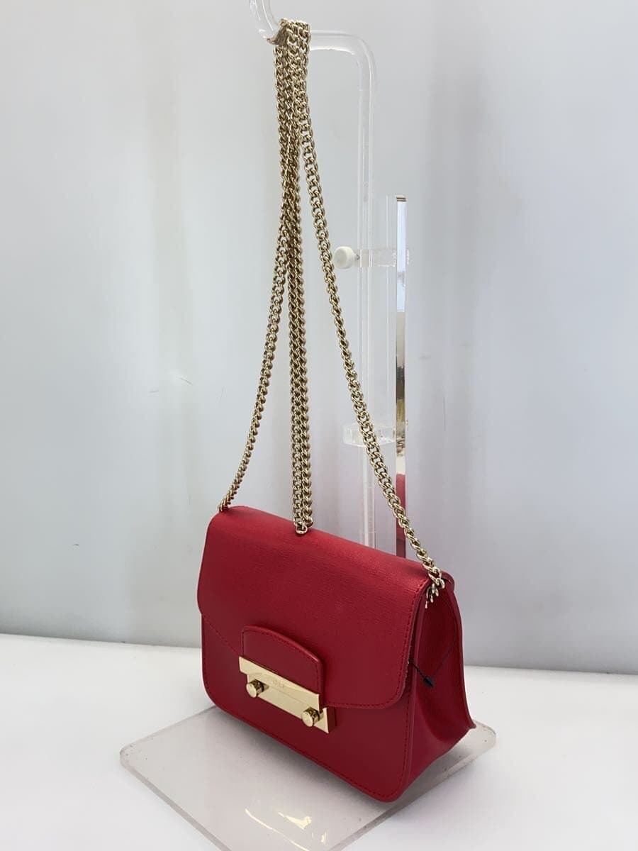 FURLA Metro Police Chain Shoulder Leather RED Solid 2