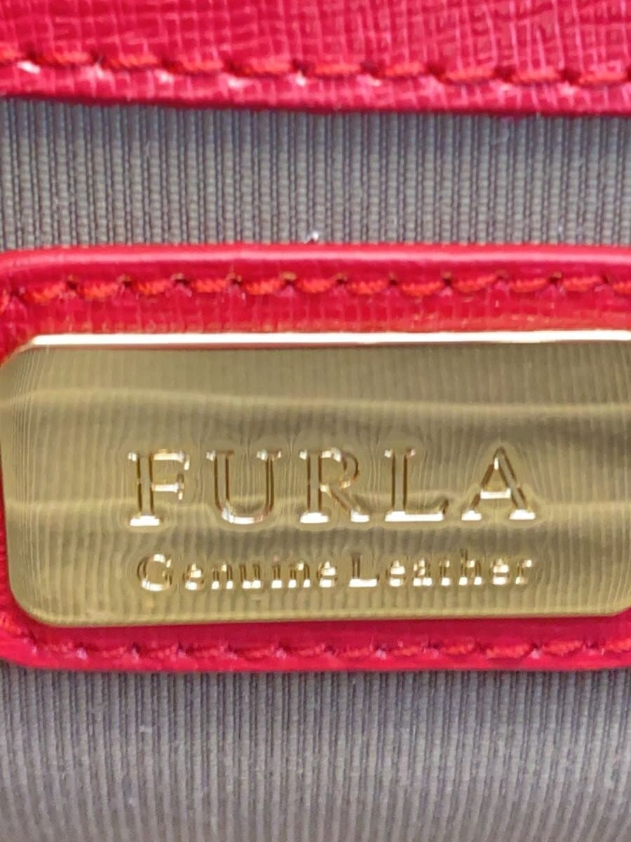 FURLA Metro Police Chain Shoulder Leather RED Solid 5