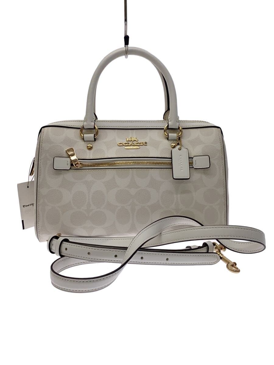 COACH Ro One Satchel_Signature_White Leather 2-Way Shoulder Strap Metal Surface Stain