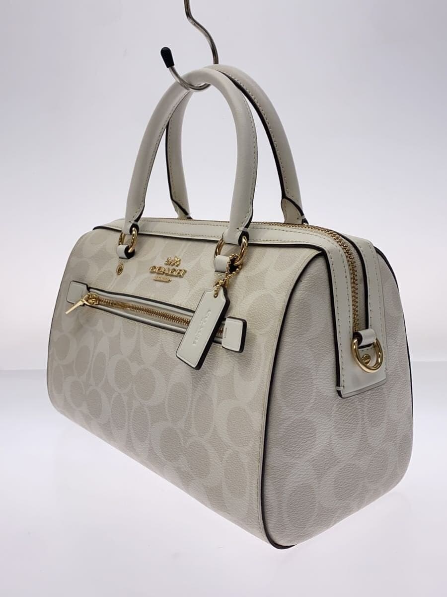 COACH Ro One Satchel_Signature_White Leather 2-Way Shoulder Strap Metal Surface Stain 2