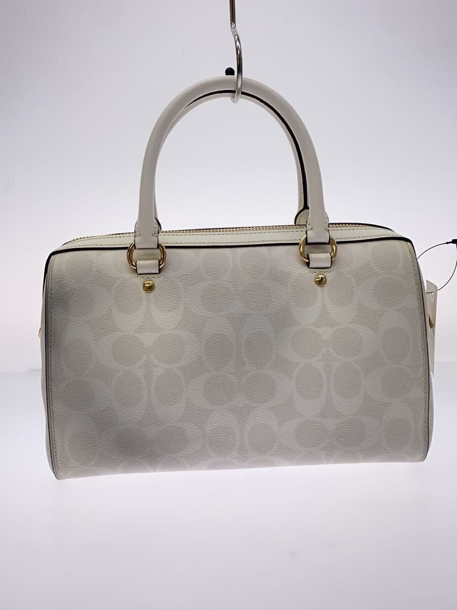 COACH Ro One Satchel_Signature_White Leather 2-Way Shoulder Strap Metal Surface Stain 3