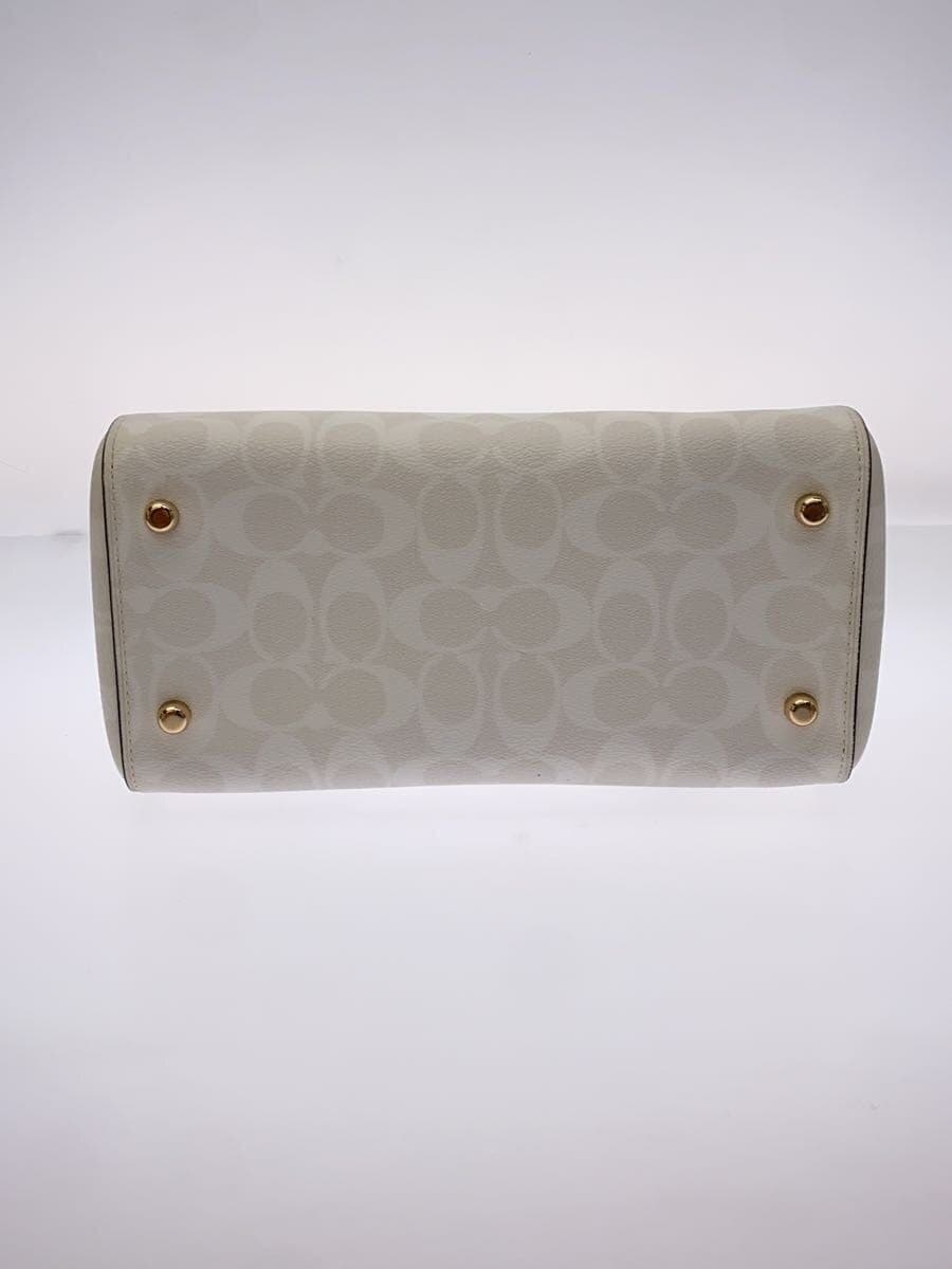 COACH Ro One Satchel_Signature_White Leather 2-Way Shoulder Strap Metal Surface Stain 4