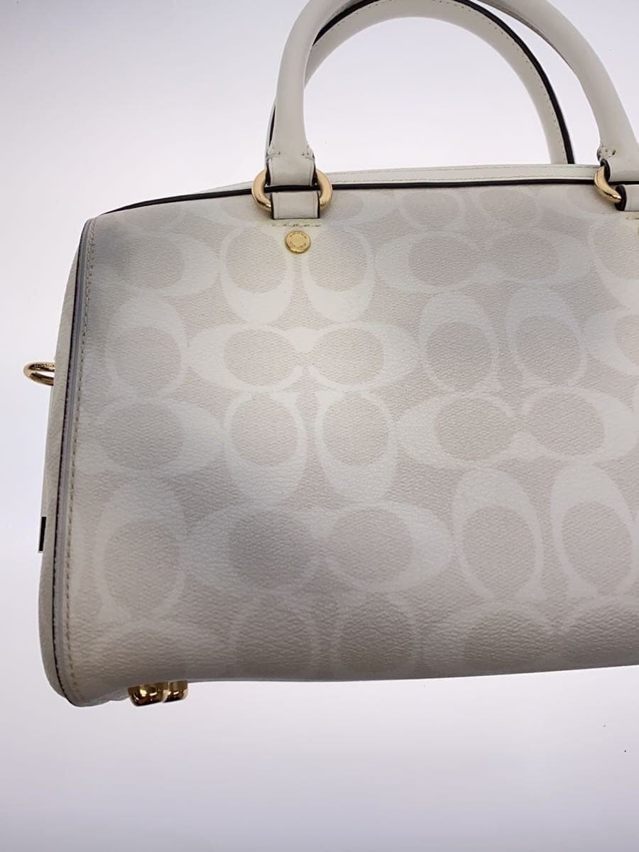 COACH Ro One Satchel_Signature_White Leather 2-Way Shoulder Strap Metal Surface Stain 7