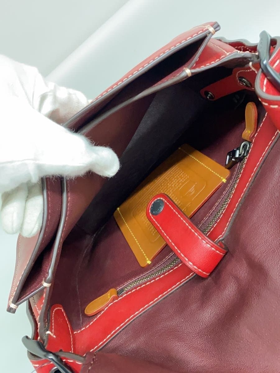 COACH Shoulder Bag Leather Red Solid Color SD-20115 6