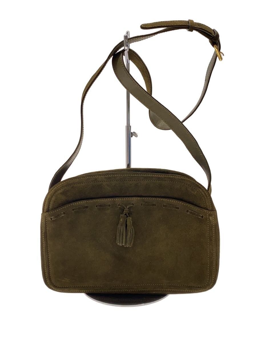 CELINE Shoulder Bag Suede KHK Solid