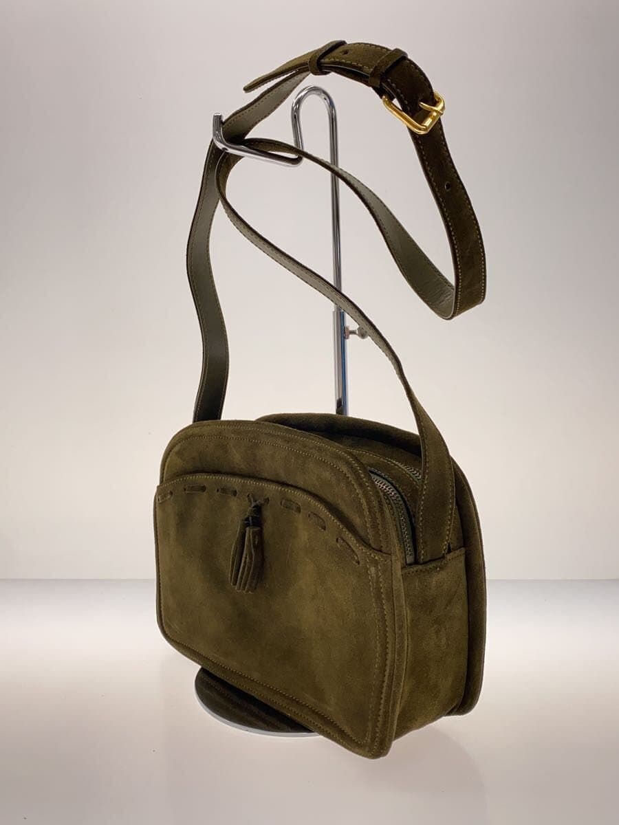 CELINE Shoulder Bag Suede KHK Solid 2