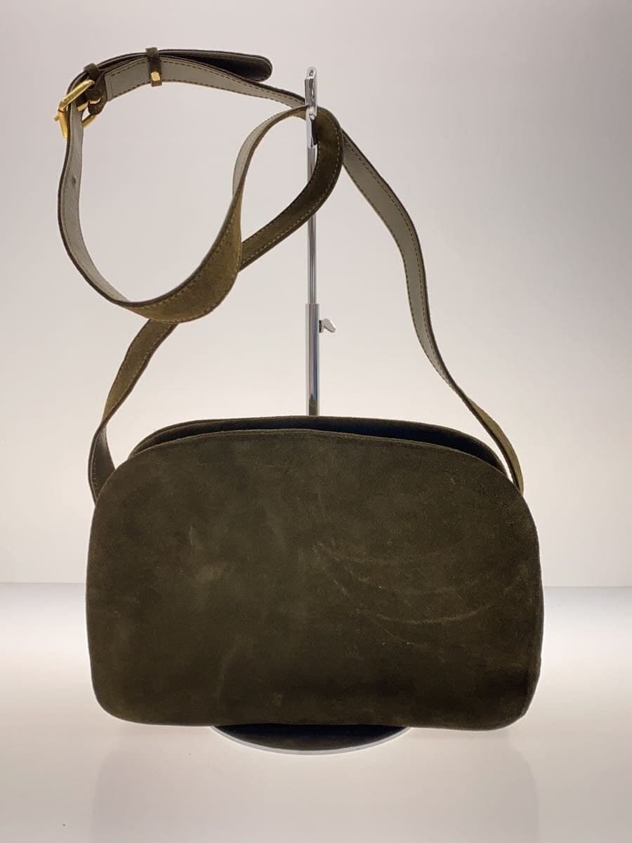 CELINE Shoulder Bag Suede KHK Solid 3