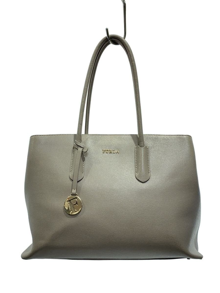 FURLA Handbag Leather GRY Solid