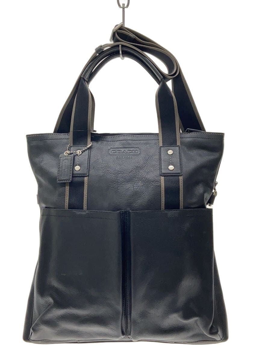 COACH Tote Bag _ All Leather Leather BLK Plain F70558