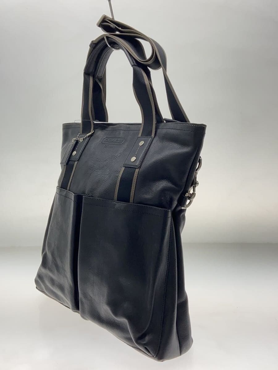 COACH Tote Bag _ All Leather Leather BLK Plain F70558 2