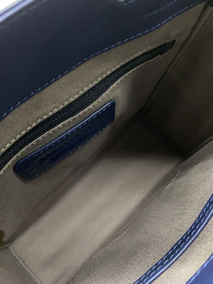 MOTHERHOUSE handbag leather blue solid bright small tote 6