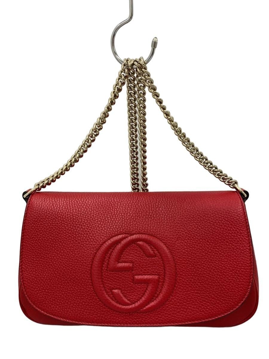 GUCCI Shoulder Bag_Soho_Interlocking G Leather RED Solid 536224