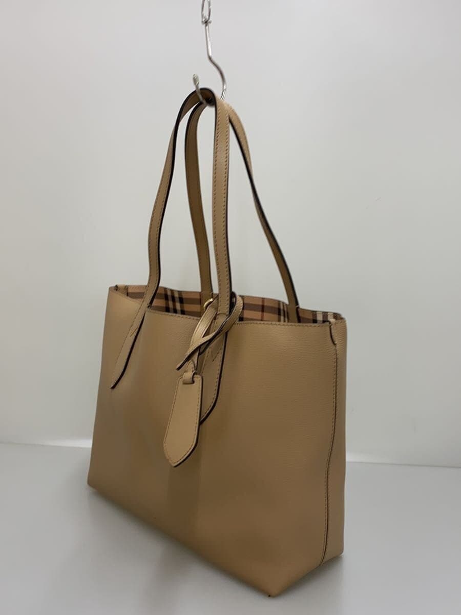 BURBERRY Tote Bag Leather BEG Solid 2