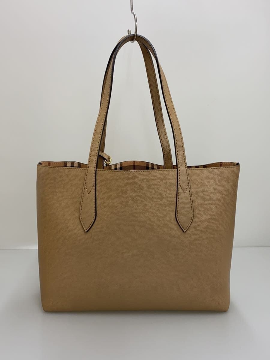 BURBERRY Tote Bag Leather BEG Solid 3