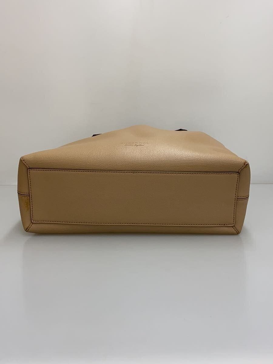 BURBERRY Tote Bag Leather BEG Solid 4