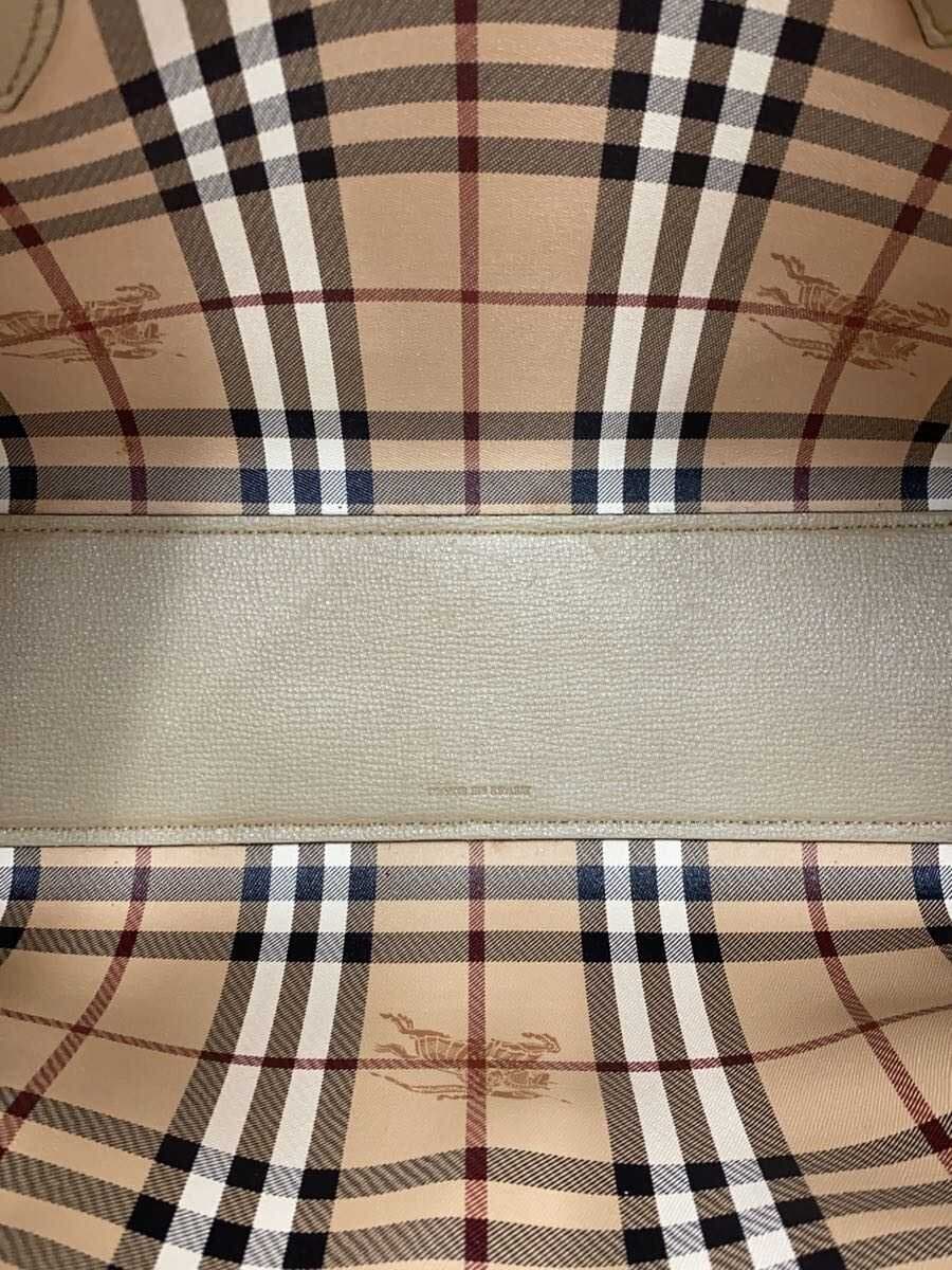 BURBERRY Tote Bag Leather BEG Solid 6