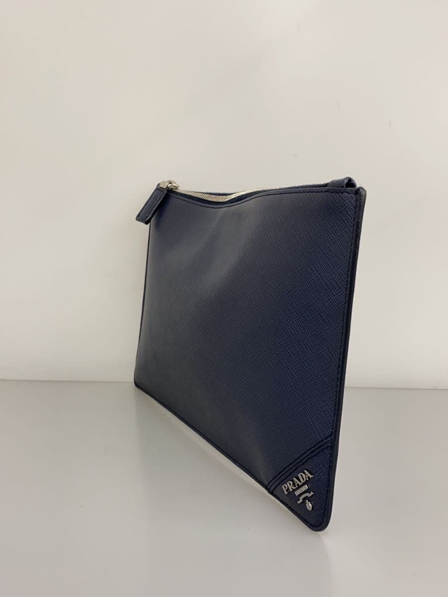 PRADA Second Bag Leather NVY Solid 2NG005 2