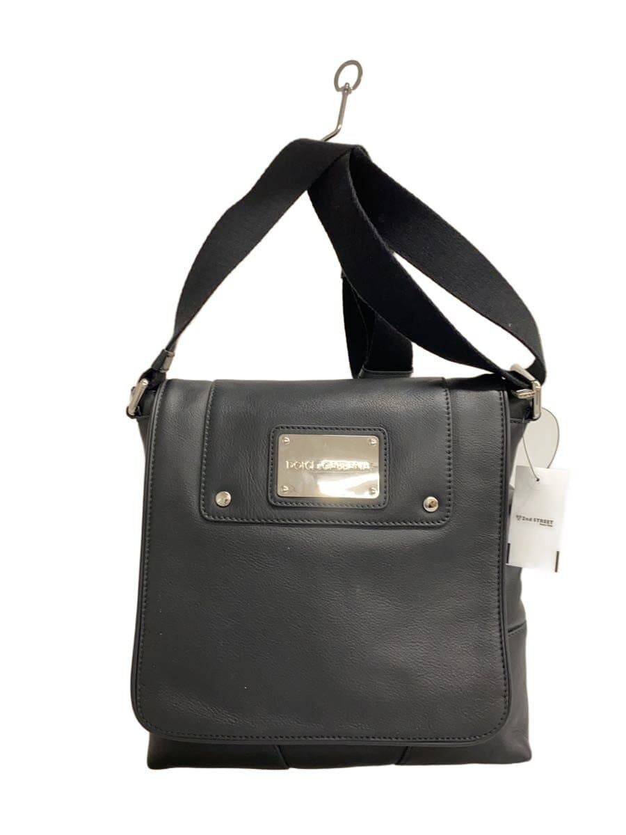 DOLCE&GABBANA Shoulder Bag Leather Black Solid Color