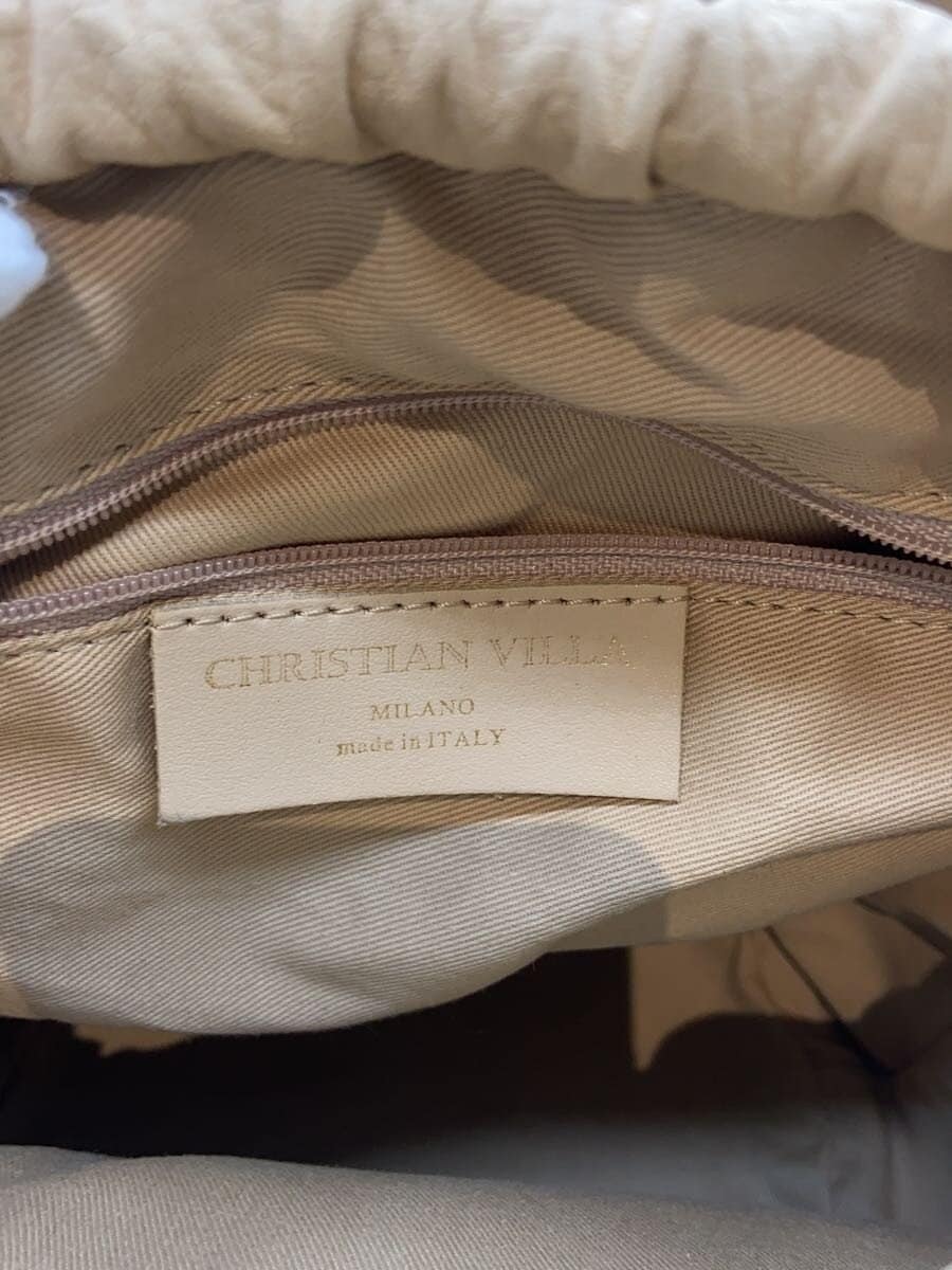 CHRISTIAN VILLA Shoulder Bag Faux Leather BEG 5