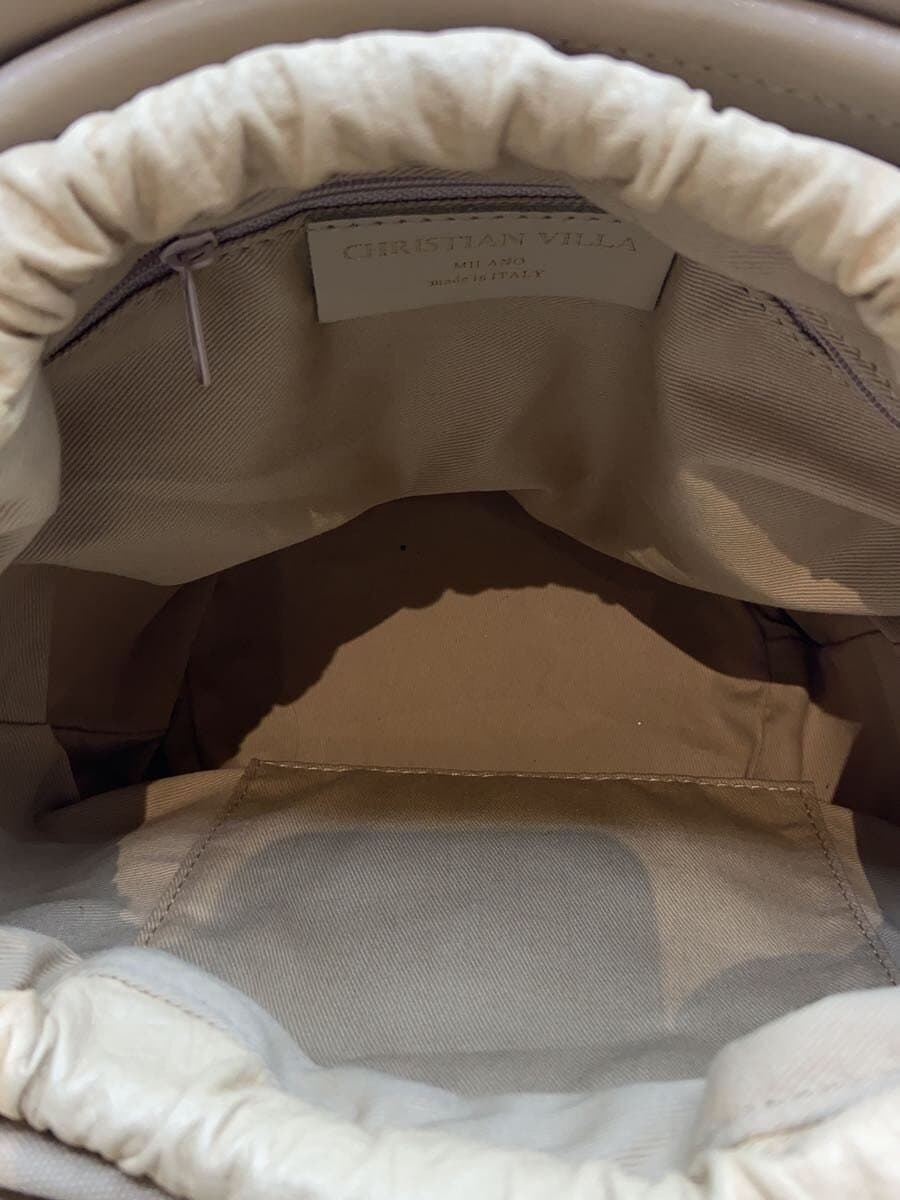 CHRISTIAN VILLA Shoulder Bag Faux Leather BEG 6