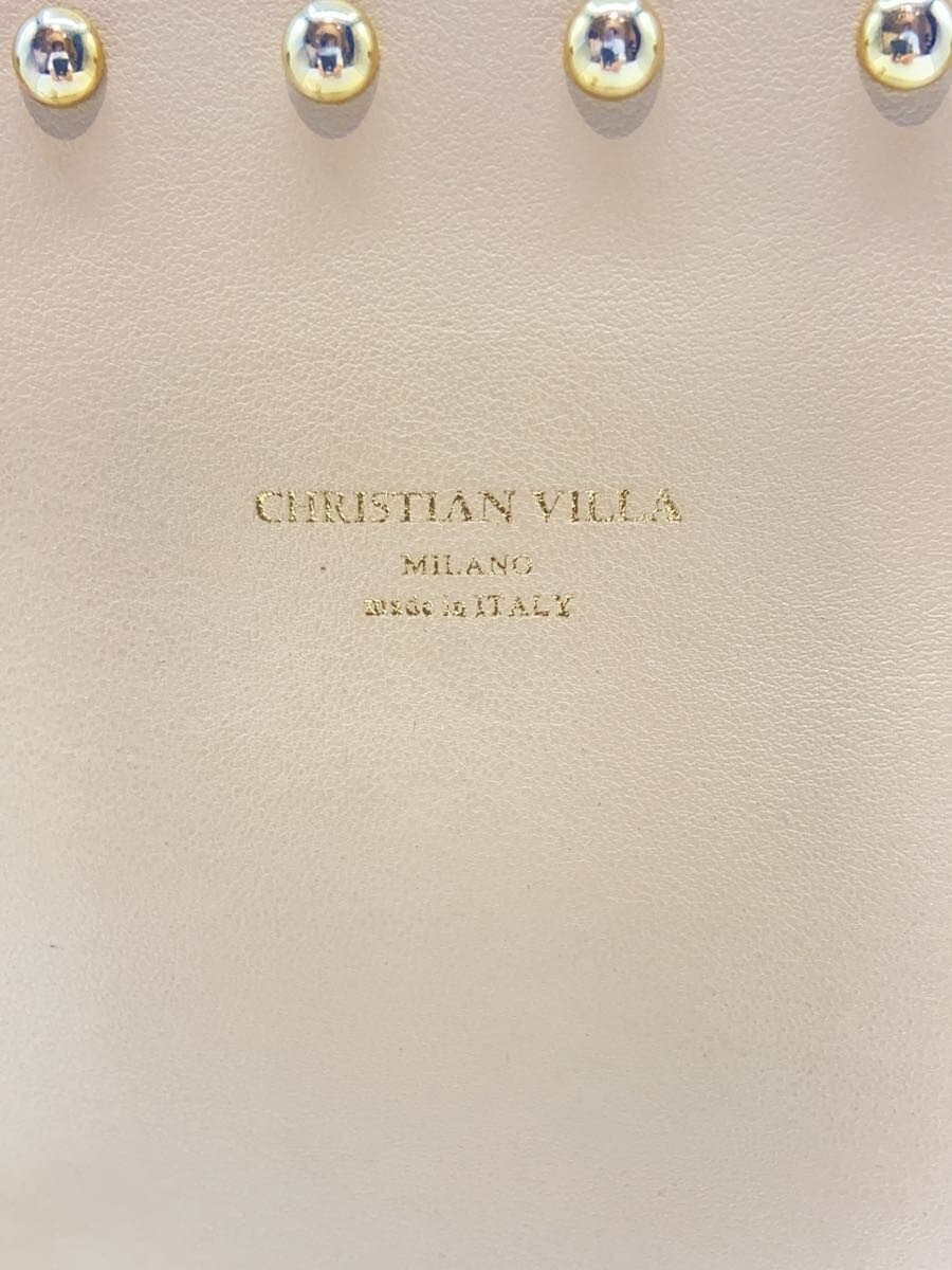 CHRISTIAN VILLA Shoulder Bag Faux Leather BEG 7