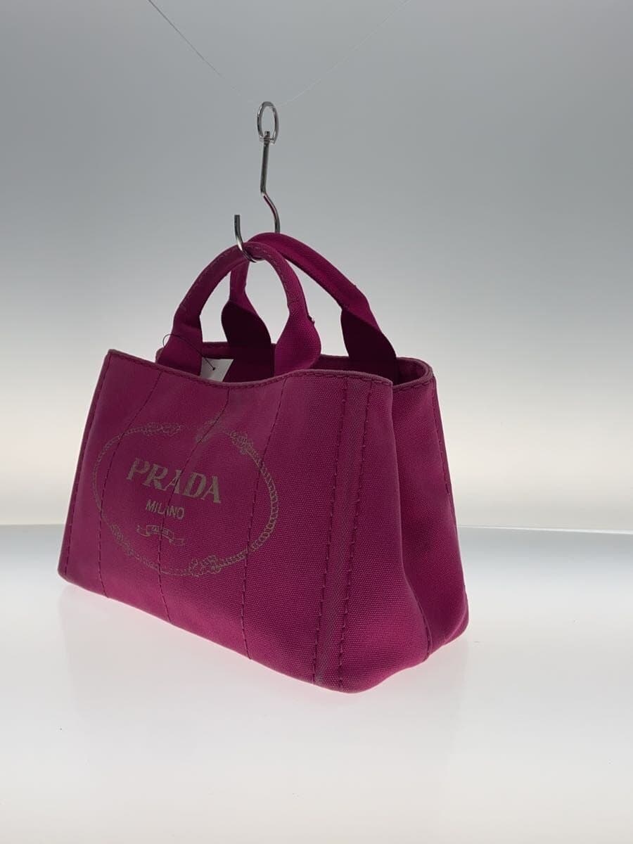 PRADA Canapa SS Size Shoulder Bag Canvas Pink Solid Color 2