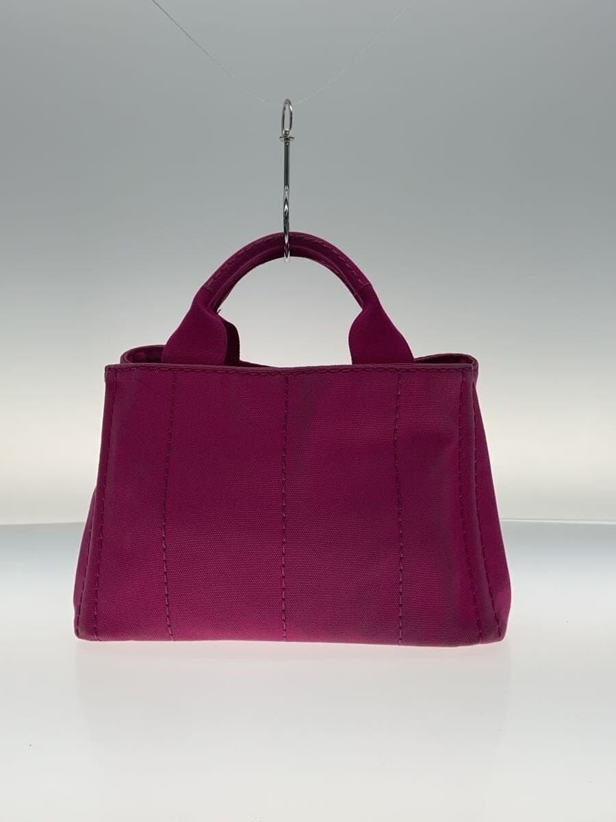 PRADA Canapa SS Size Shoulder Bag Canvas Pink Solid Color 3