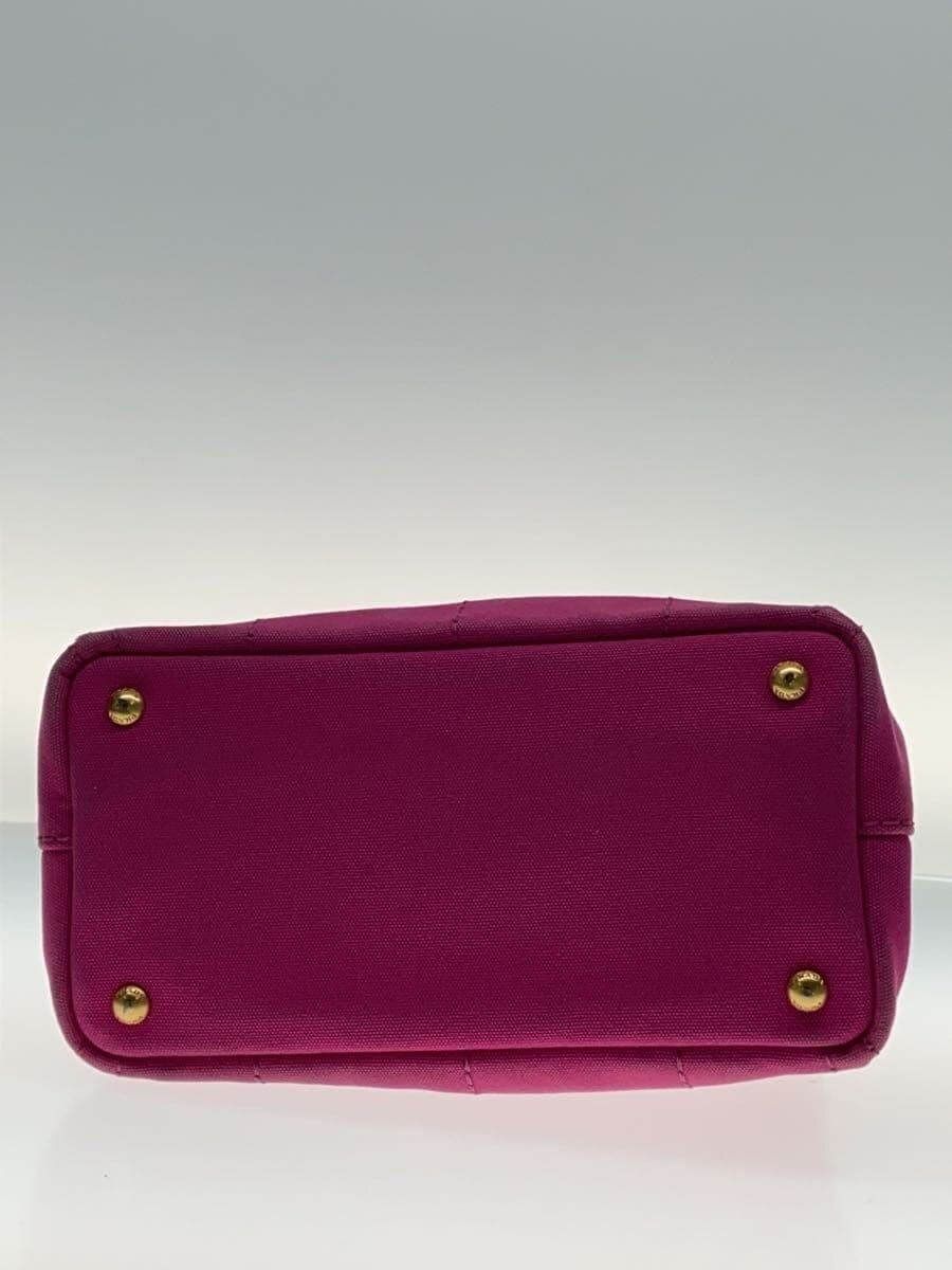 PRADA Canapa SS Size Shoulder Bag Canvas Pink Solid Color 4