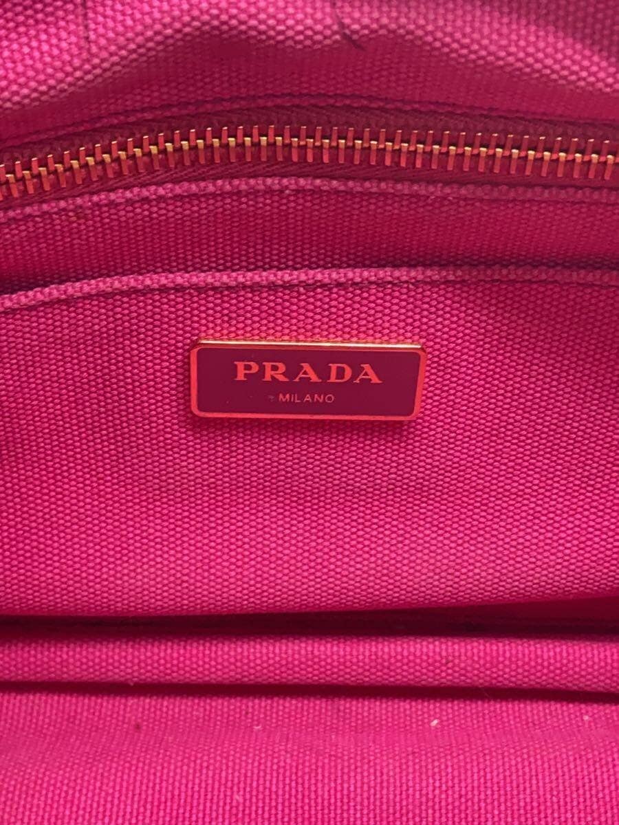 PRADA Canapa SS Size Shoulder Bag Canvas Pink Solid Color 5