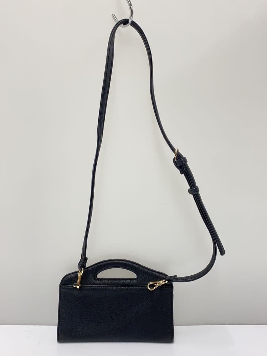 MARY QUANT Shoulder Bag Leather Black Solid Color 3