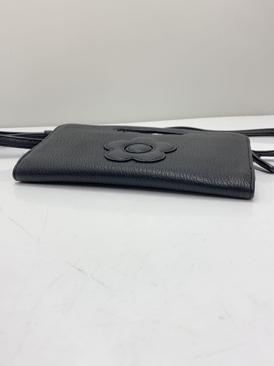 MARY QUANT Shoulder Bag Leather Black Solid Color 4