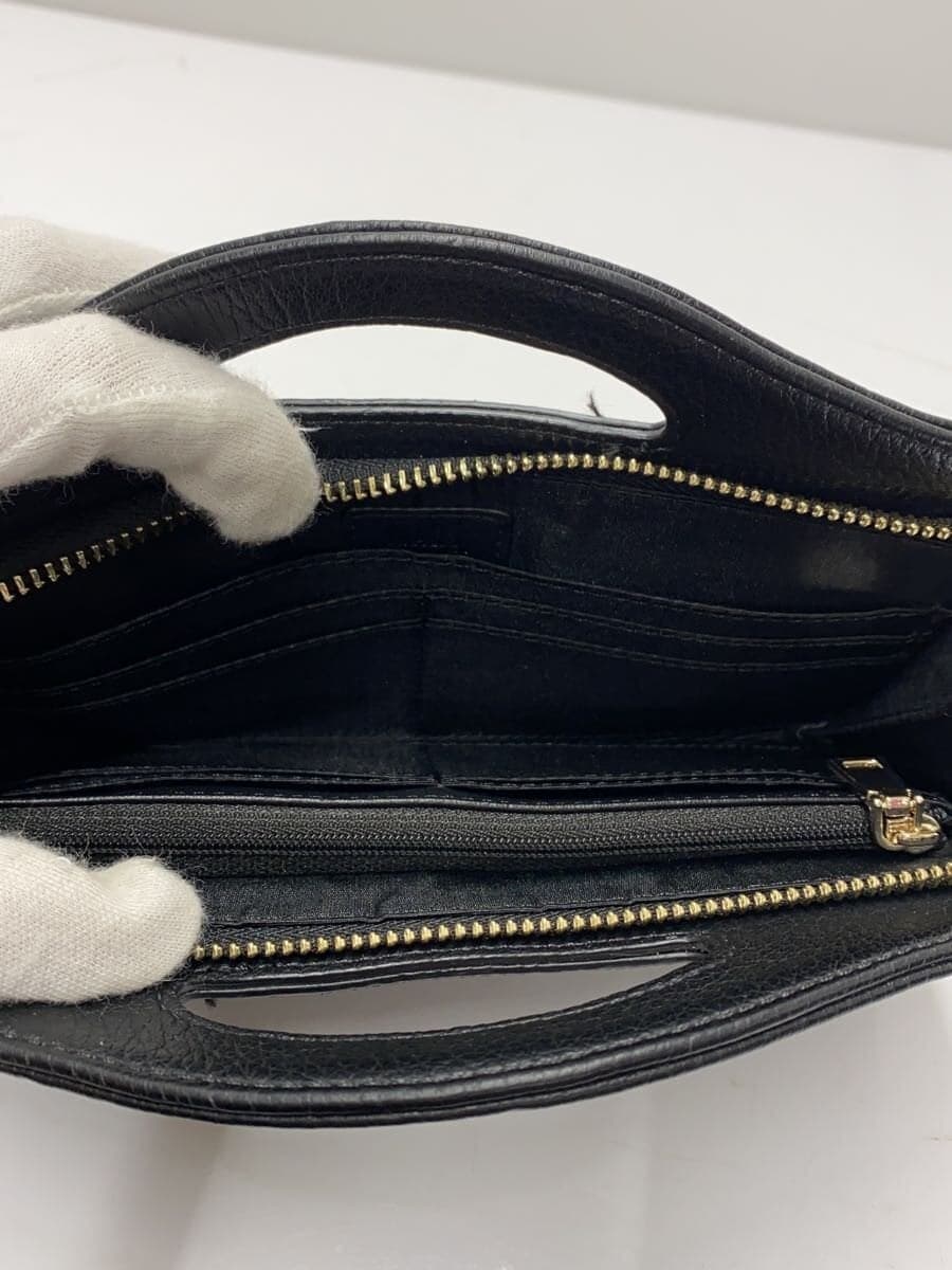 MARY QUANT Shoulder Bag Leather Black Solid Color 6