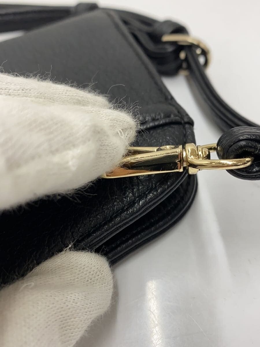 MARY QUANT Shoulder Bag Leather Black Solid Color 8