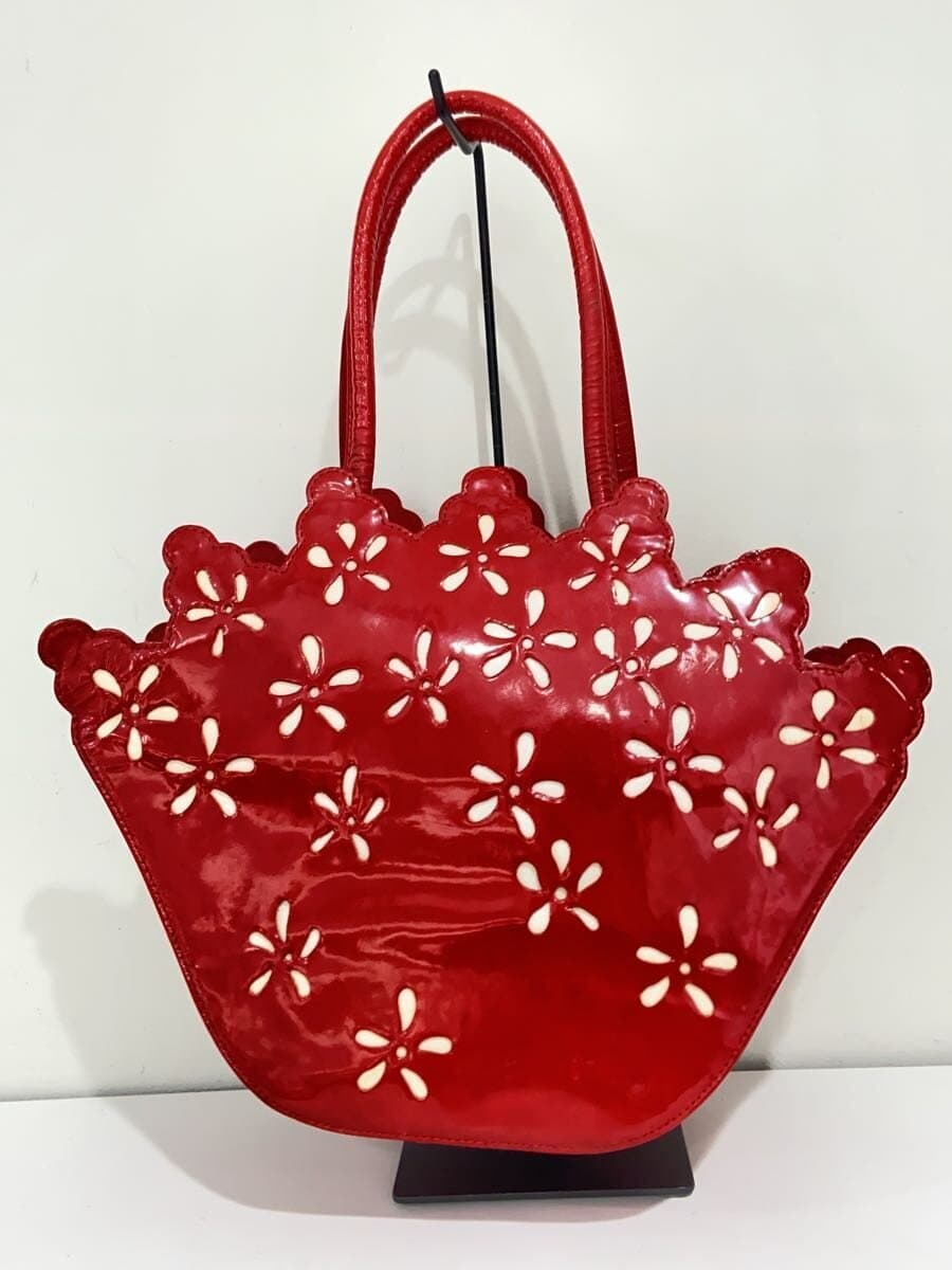 Vivienne Westwood Tote Bag Patent Leather RED Cut Out Orb 3
