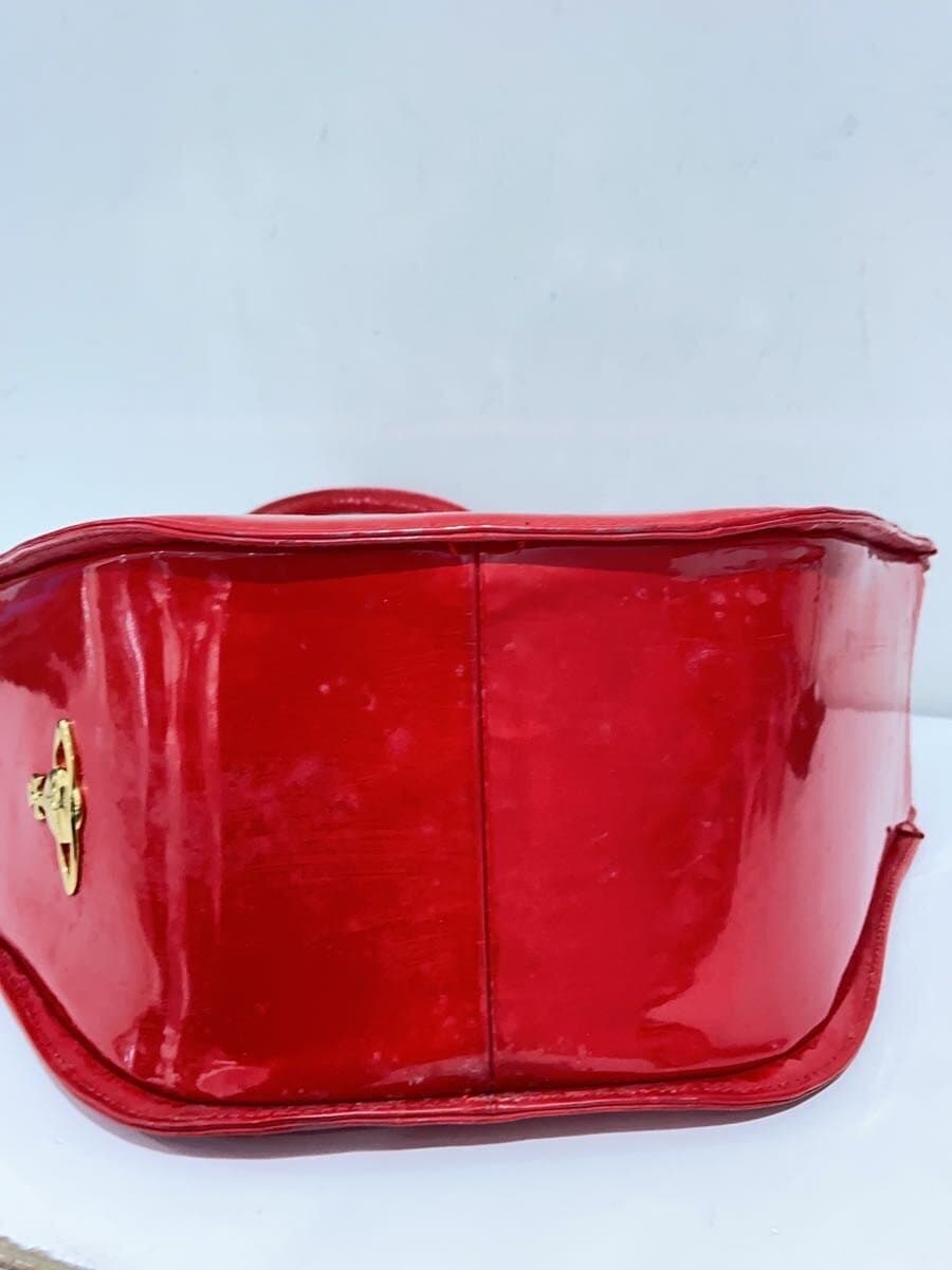 Vivienne Westwood Tote Bag Patent Leather RED Cut Out Orb 4