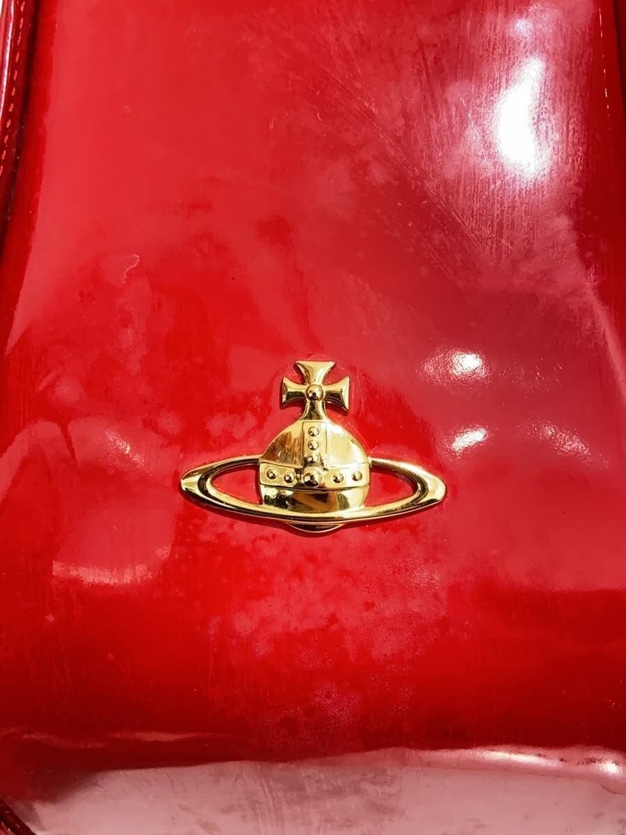 Vivienne Westwood Tote Bag Patent Leather RED Cut Out Orb 5