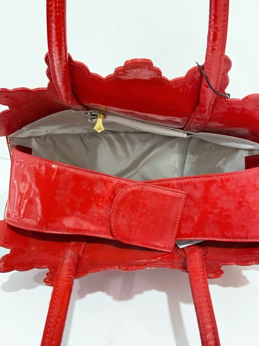 Vivienne Westwood Tote Bag Patent Leather RED Cut Out Orb 6