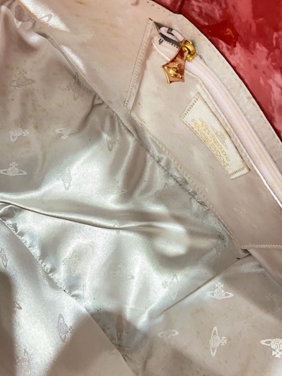 Vivienne Westwood Tote Bag Patent Leather RED Cut Out Orb 7