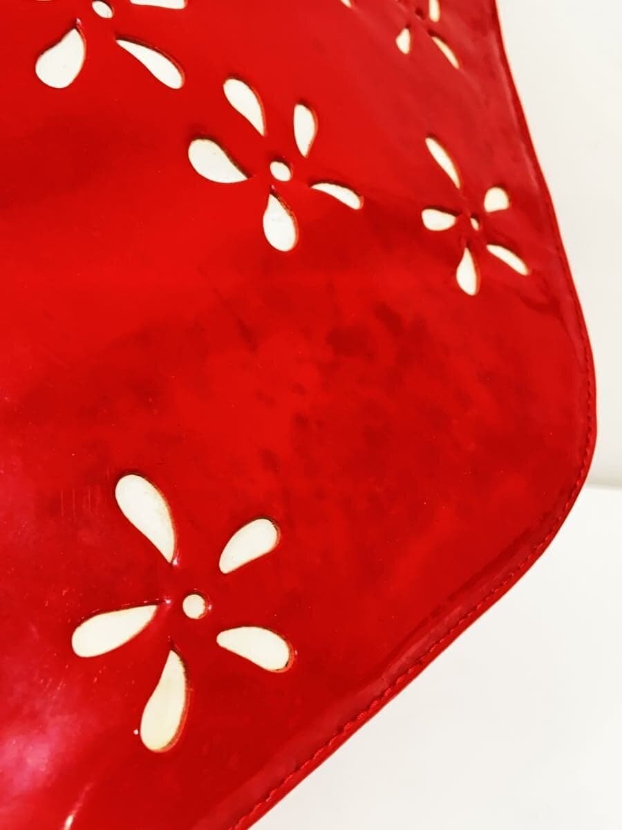 Vivienne Westwood Tote Bag Patent Leather RED Cut Out Orb 8