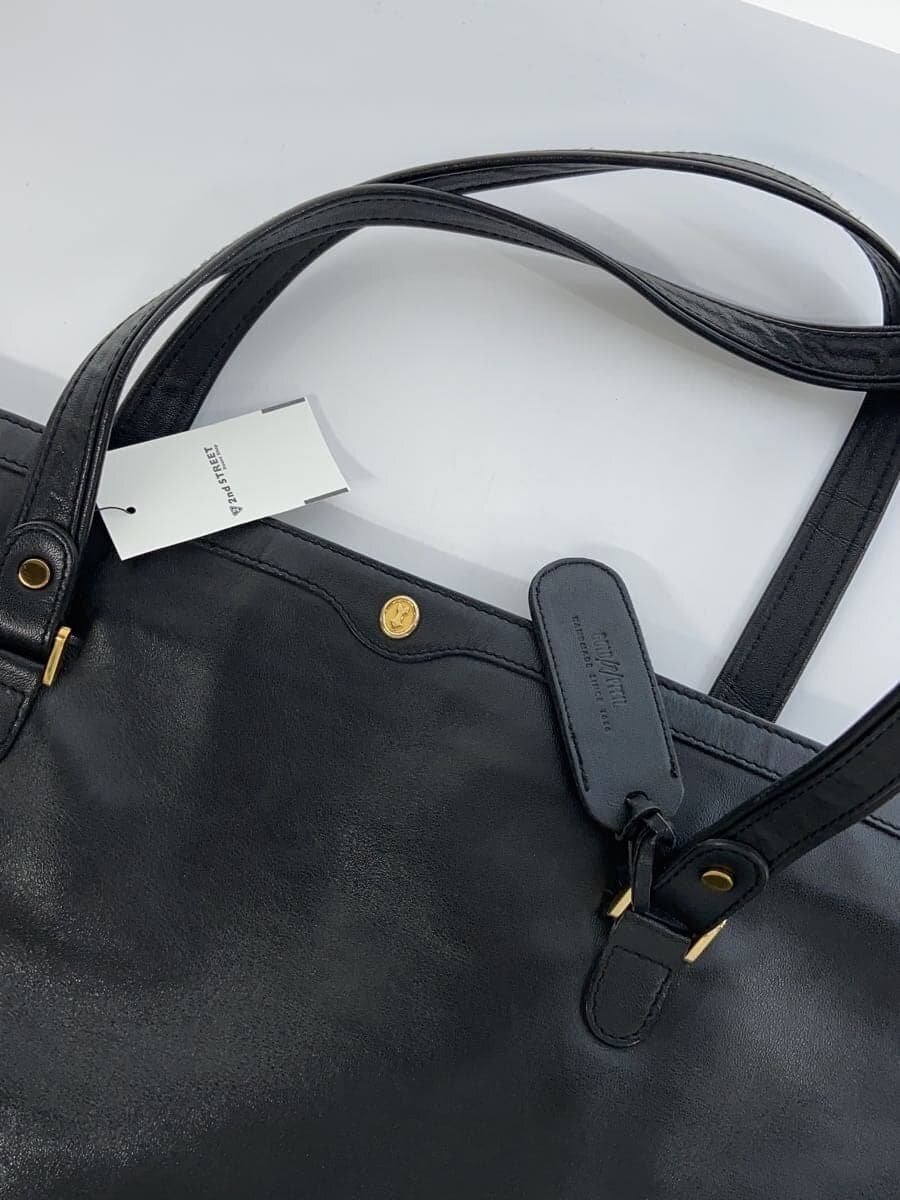 GOLD PFEIL Tote Bag Leather Black Solid Business Bag 8