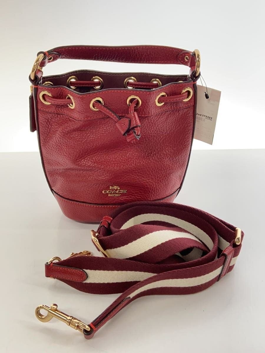 COACH handbag leather red plain H2232-CC522 7
