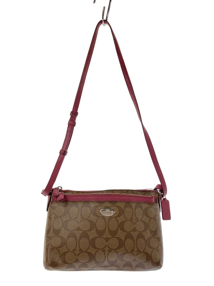 COACH Shoulder Bag Leather KHK Monogram F52657