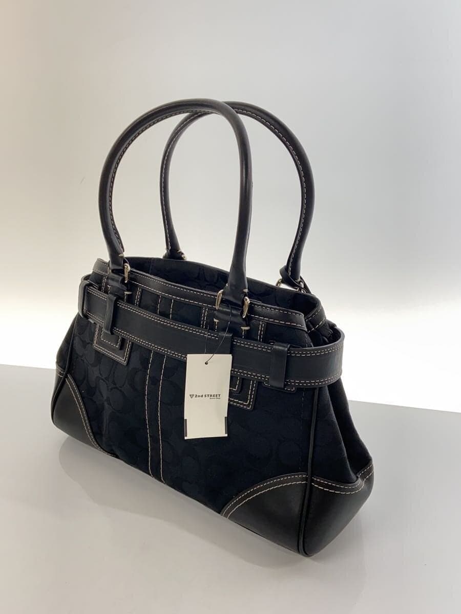 COACH Signature Hardware Handbag Canvas Black All-over print 2