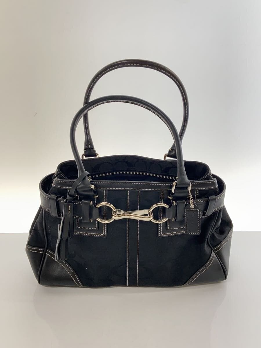 COACH Signature Hardware Handbag Canvas Black All-over print 3