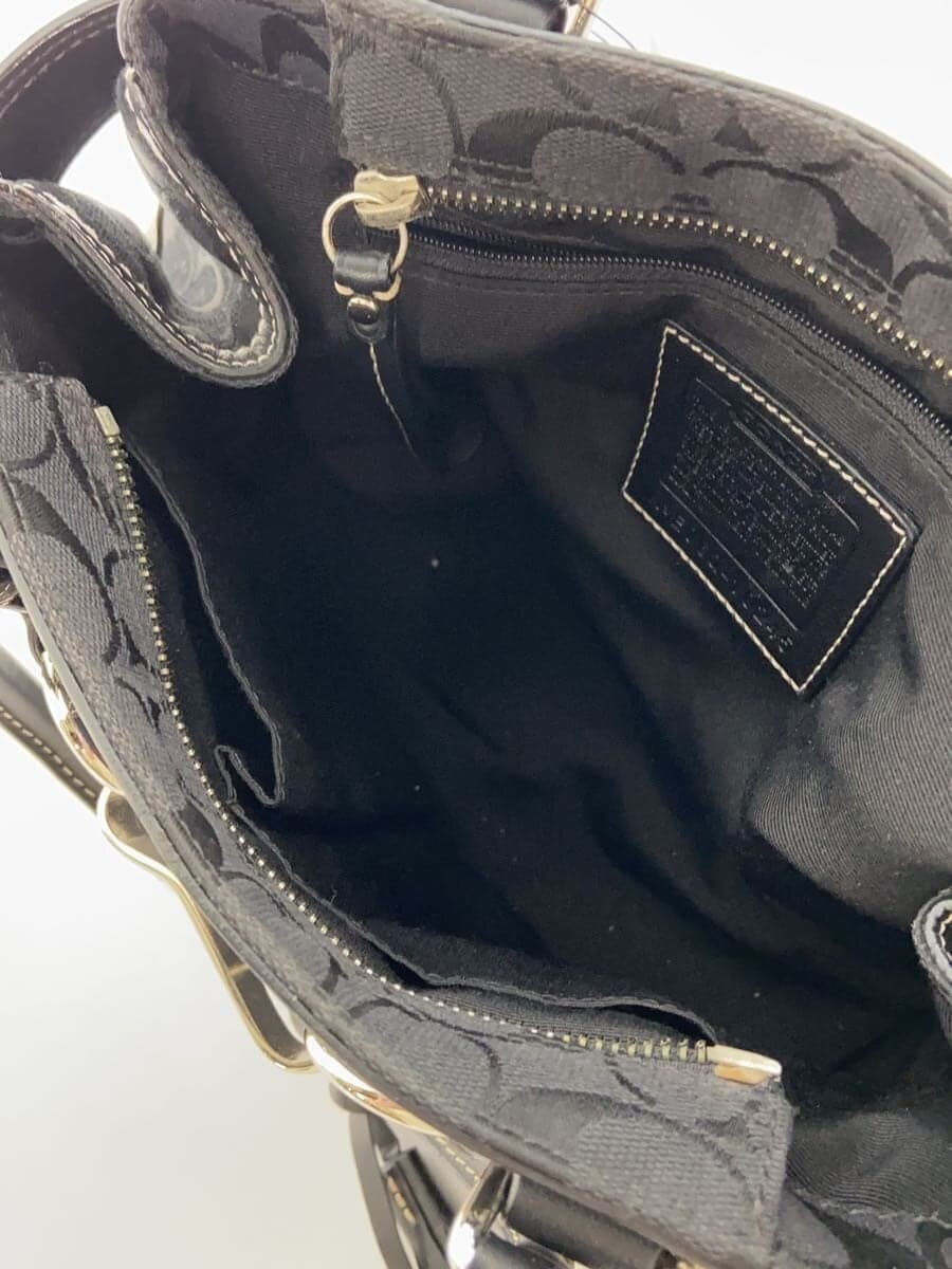 COACH Signature Hardware Handbag Canvas Black All-over print 6